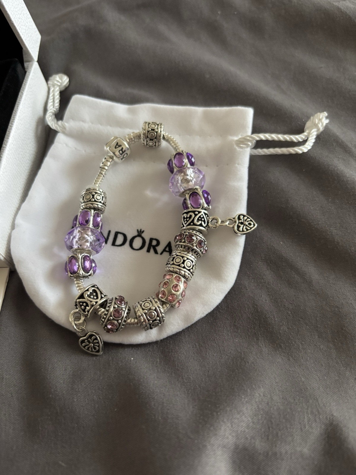 Purple Pandora Bracelet Full If Charms “WhAT  A gRaB Brand New In Box All Incl