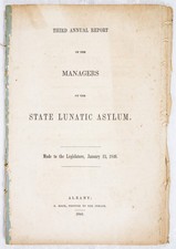 1846 UTICA NEW YORK STATE LUNATIC ASYLUM REPORT 61pgs 8.5x6.5  Read B704
