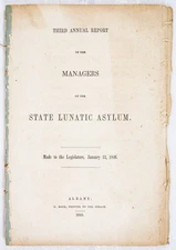 1846 UTICA NEW YORK STATE LUNATIC ASYLUM REPORT 61pgs 8.5x6.5  Read B704