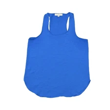 Loft Women's Size M Tank Top Sleeveless Blue Solid Polyester Round Neck Regula