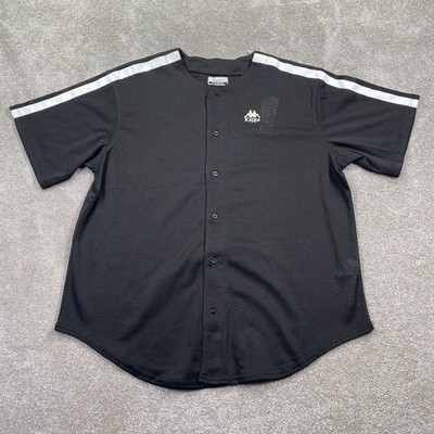 Kappa Authentic Tiago Button Front Jersey Shirt Short Sleeves Men's Size L Black