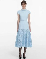 Self-Portrait blue Lace Spliced girdle Long Dress Women's Dresses