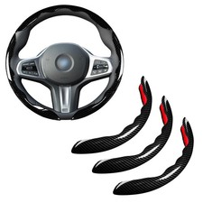 Carbon Fiber Steering Wheel Cover Set Non Slip 3pc Black Carbon Fiber Steering
