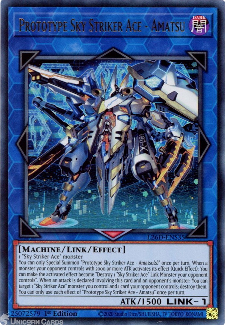 L26D-ENS35 Prototype Sky Striker Ace - Amatsu : Ultra Rare 1st Edition Mint YuGi