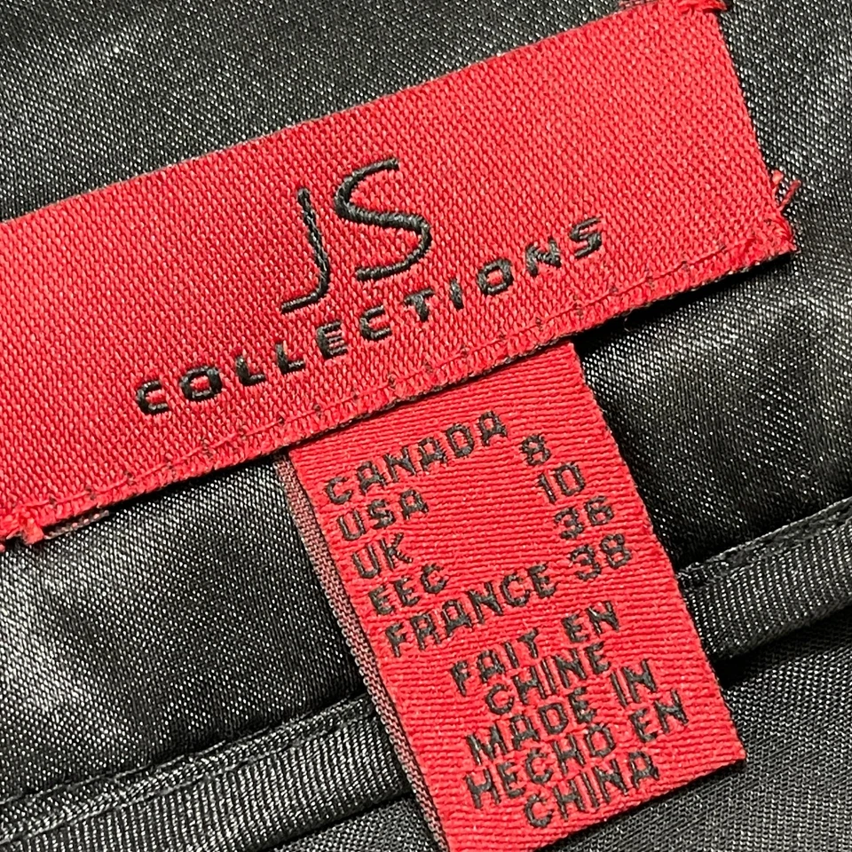 JS COLLECTIONS Pantalones Cintura Alta Talla 8 Negro Superpuesto Capas Pierna Ancha Capricho Foto 3 de 4