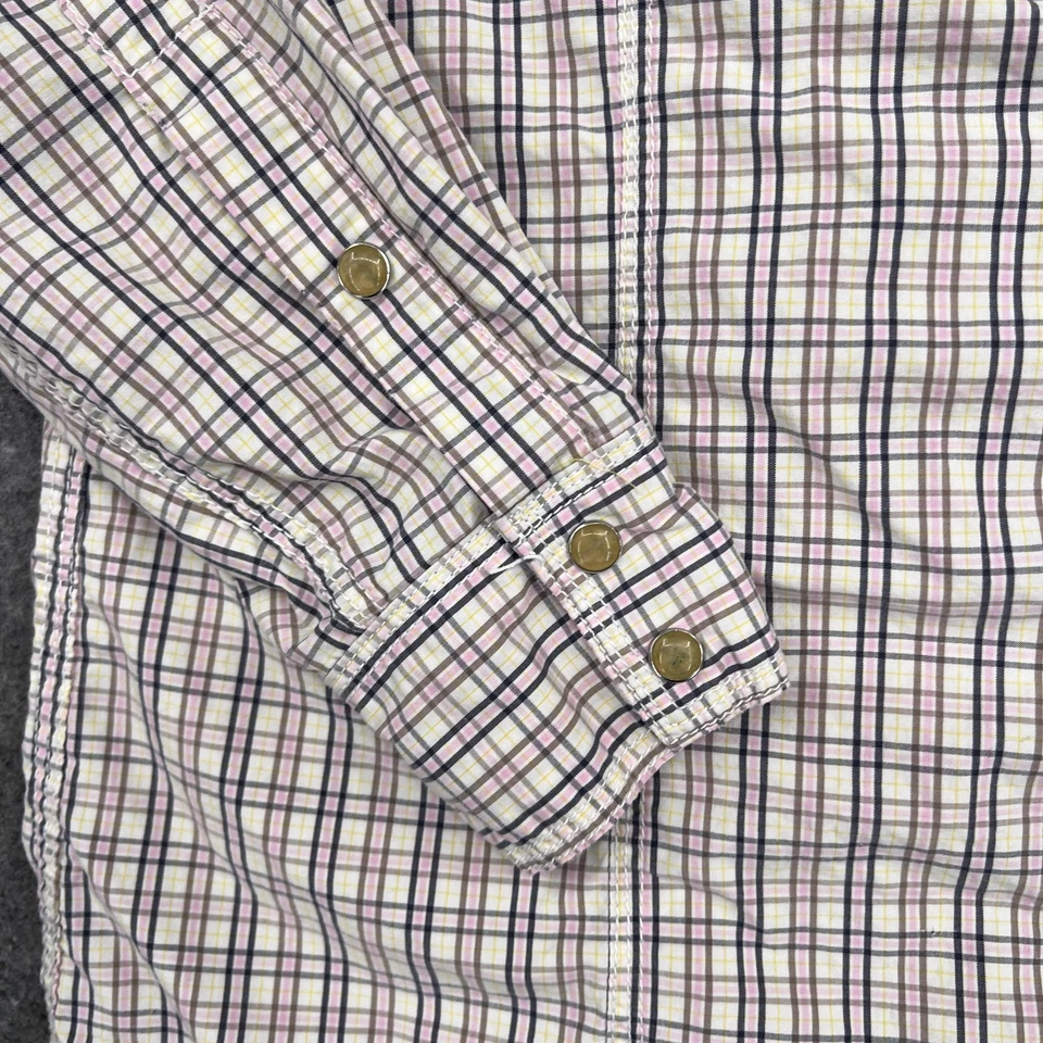 Fossil Button Up Shirt Mens Large White Pink Plaid Long Sleeve Western Casual - Image 4 of 4