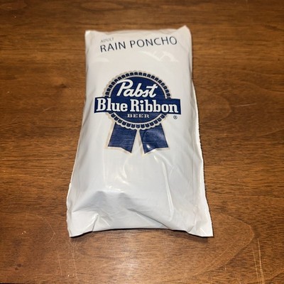 Pabst Blue Ribbon Rainy Day PBR Rain Poncho ADULT NEW Made in USA