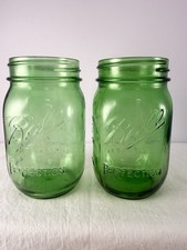 Tarro de pinta Ball Perfection Green Mason 1913-1915 100 años. American Heritage SET 2