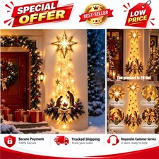 LED Lighted Christmas Door Hanger Glowing Xmas Wall Window Decor