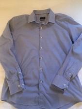 Bugatchi Shirt Men  Blue Check 17.5 36-37 Cla...