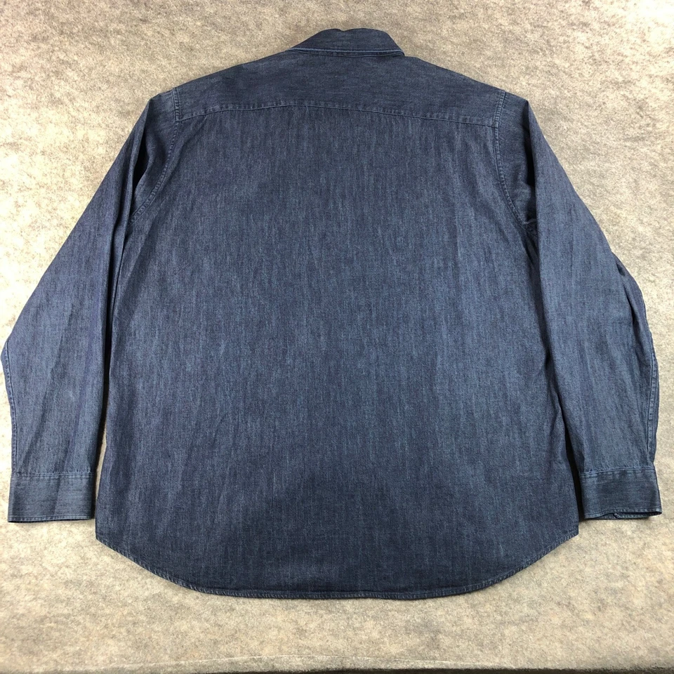 Camisa ajustada UNIQLO para hombre 3XL azul denim manga larga occidental con botones Foto 3 de 4
