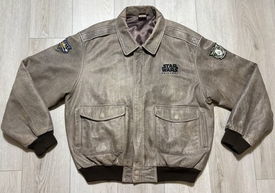 VTG 90s Star Wars Episode I Leather Bomber A2 Jacket Phantom