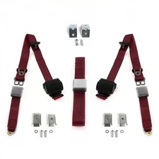 Roadmaster 1957-1958 Airplane 3pt BURG Bench Seat Kit w/Brackets 3 Belts 