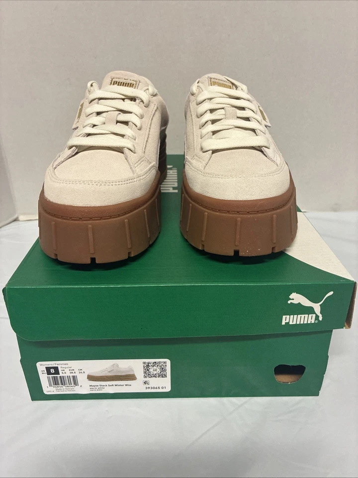 PUMA Mayze Stack Soft Winter Platform  Womens White Sneakers Casual Shoes Size 8 - Image 2 of 4