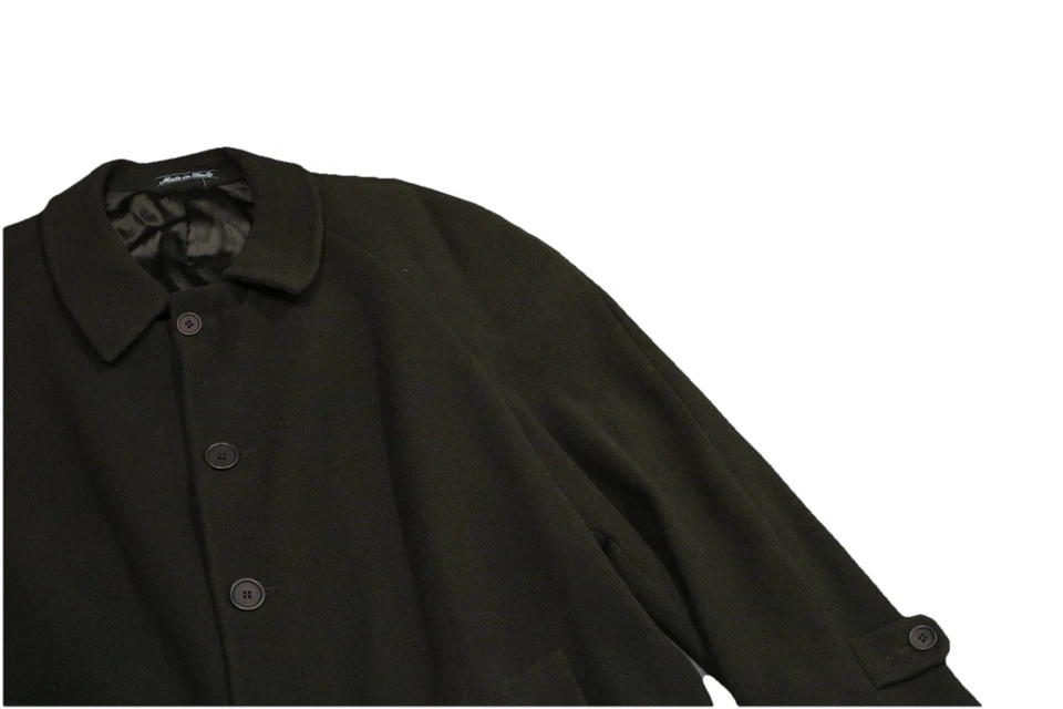 Vintage MANI Giorgio Armani 42 Reg Herringbone Wool Brown Over Coat Made Italy - Image 3 of 4