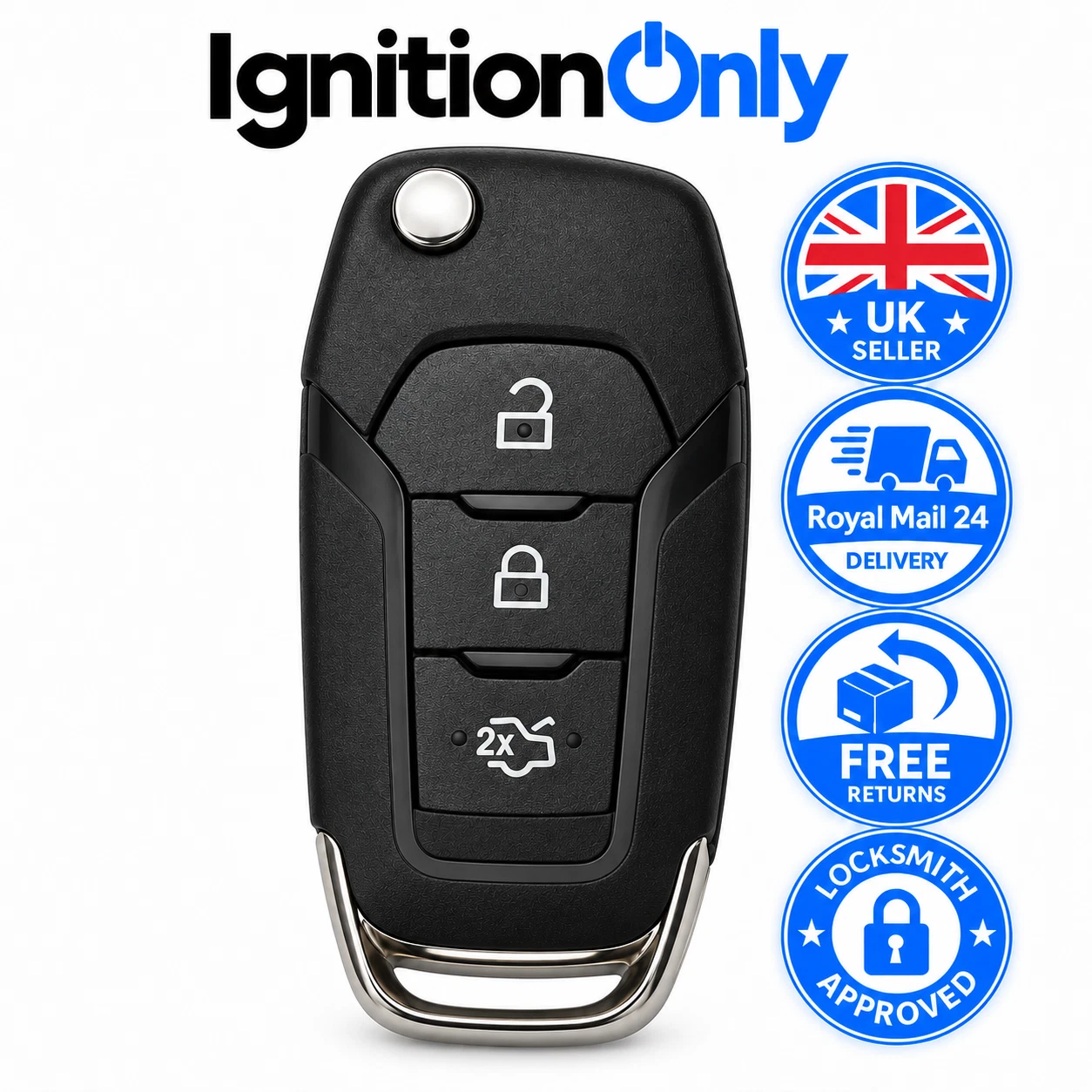 Ford Mondeo MK5 3 button flip key case — view 1
