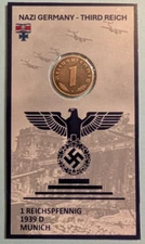 1937 - 1940 Germany 1 Reichspfennig Bronze  - WWII - 100x55 mm - 1 pc