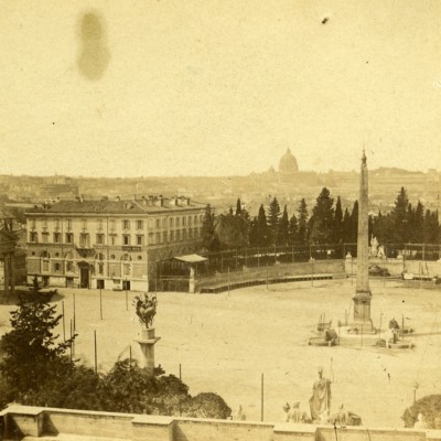 Italien Rom Roma Piazza del Popolo Obelisk Panorama altes Stereoview Foto 1865