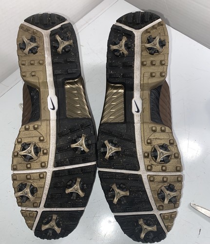 Nike Zoom Trophy Golf Shoes White Brown Upper Gold Cleats 379228-173 Size US 12 - Picture 6 of 6