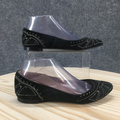 Sixty Seven Shoes Womens 38 Ballet Flat Black Studded Pointed Toe Casual Comfort