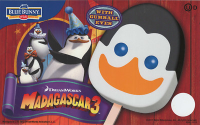 Madagascar 3 Dream Works  Blue Bunny Ice Cream Truck Sticker  8''x 5''