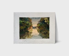 Oil painting River Ukrainian painter Fiberboard original landscape decor art