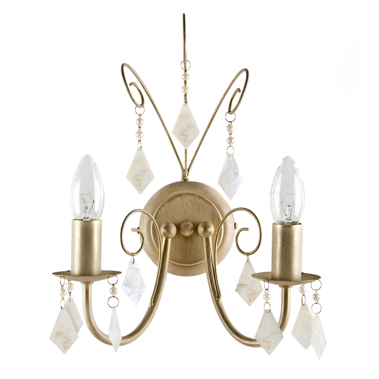 Litecraft Serenity Wall Light Floral Styled Candle E14 2 Arm in Cream Clearance