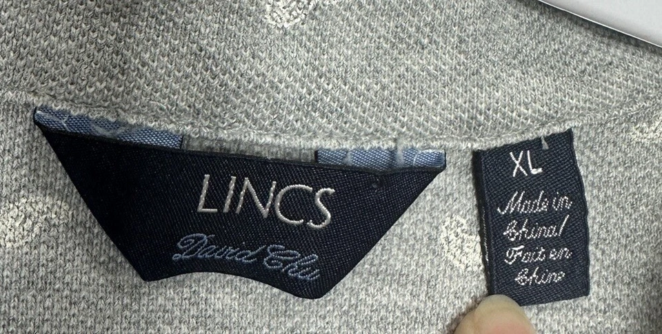 LINCS DAVID CHU 100% ALGODÓN POLO DE GOLF GRIS PAISLEY MANGA CORTA CAMISA, TALLA XL GUC Foto 2 de 4