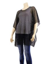 Circle Net Top Fashion Scarf Poncho Mesh Black Drape Cape One Size Fits Most