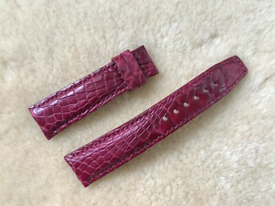 21mm/18mm Burgundy Alligator Crocodile Embossed Leather Watch Strap Band