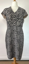 Hobbs Dress Women's Patterned Black Ivory Spot Lined Smart Wedding Work Size 14
