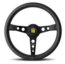 Volante originale Momo Prototipo Heritage raggi in pelle nera.  Classico!