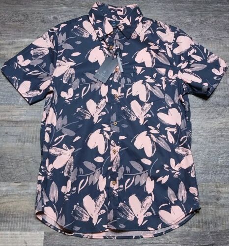 Ben Sherman Hawaiian Shirt Men's Medium NEW NWT Pink Navy Blue Floral