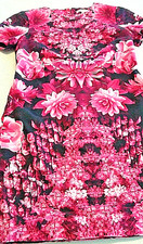 Pk MICHAEL KORS Bk Wt FLORAL Sh Slv Blend Logo BACK ZIP Fully Lined DRESS/Sz XS