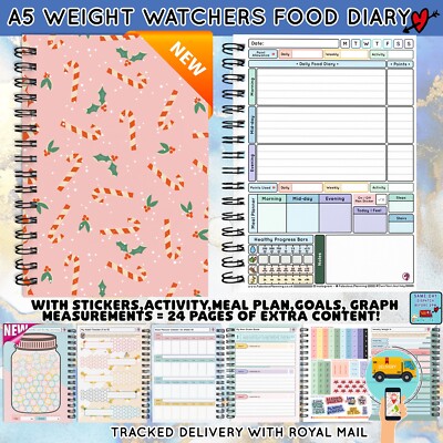 12 WK Diät Ernährung Tagebuch WEIGHT WATCHERS kompatibel Journal Planer Buch WW A5