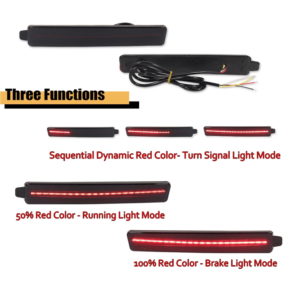 2x Luces LED de señal trasera reflectora de parachoques trasero para 07-12 GMC Acadia y 10-16 SRX Foto 2 de 4