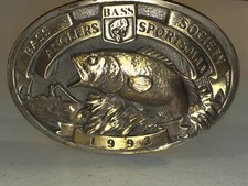 Vintage 1993 Bass Anglers Sportsman Society Fishing Belt Buckle - NEVER USED