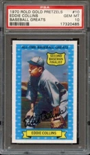 1970 ROLD GOLD PRETZELS 10 EDDIE COLLINS BASEBALL GREATS PSA GEM MT 10 