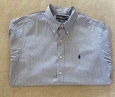 Ralph Lauren Classic Fit Shirting Stripe Button Down Sport Shirt Blue 16.5 34/35