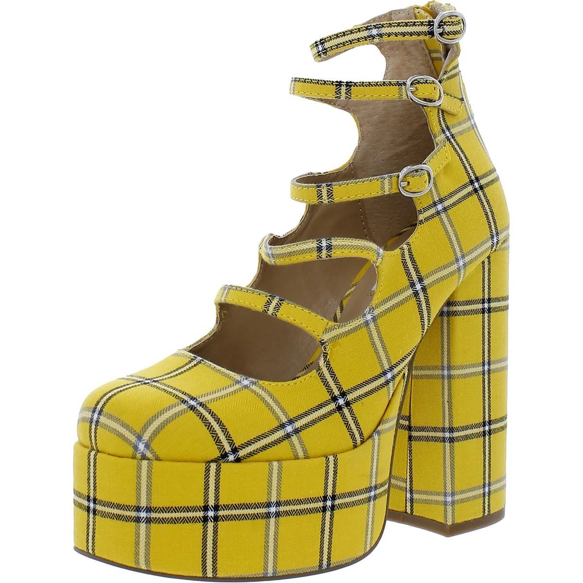 Yellow plaid cheap heels