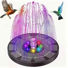 AISITIN 6.5W Solar Fountain Pump with Colorful LED Lights & 3000mAh Battery