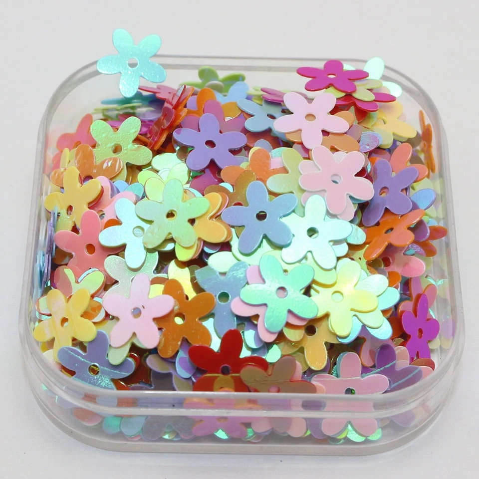 2000 Mixed Color AB 10mm Flowers Loose sequins Paillettes Sewing Wedding Craft - Image 2 of 4