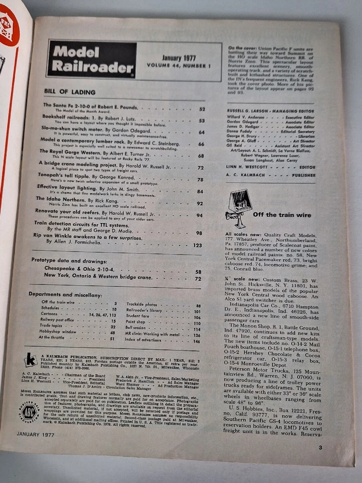 Model Railroader Magazine January 1977 - Image 2 of 2