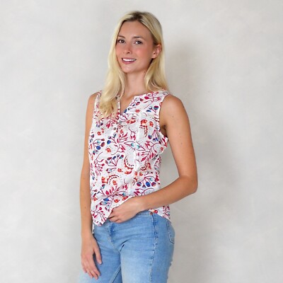 Rae Organic Cotton V Neck Top In PINK MULTI | White Stuff - Foto 3