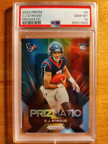 C.J. CJ STROUD 2023 PRIZM PRIZMATIC ROOKIE RC #6 PSA 10 GEM MINT! TEXANS OSU! [=