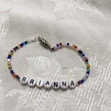 BRIANNA rainbow 6 1/2" personalized beaded bracelet-NEW