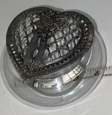 Metzke Glass Potpourri Jar Bowl Pewter Lid Flowers Basket Weave Vtg