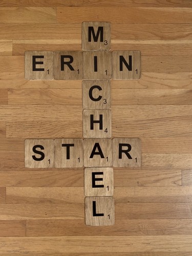 PERSONALIZED HAND CUT LARGE WALL ART SCRABBLE TILES - FINISHED WOOD 4in x 4in - Picture 4 of 8