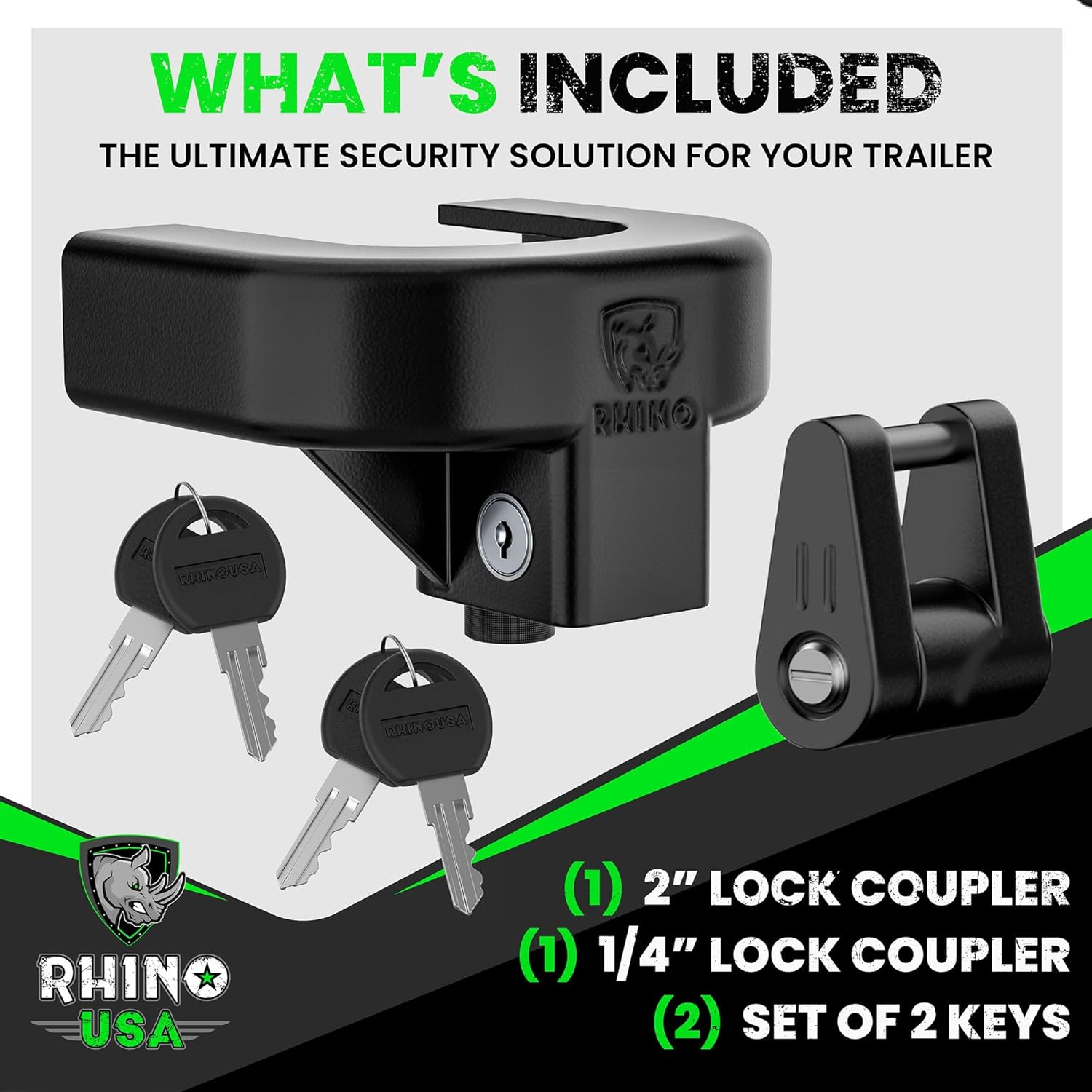 Rhino USA Trailer Hitch Coupler Lock Kit Includes 2" & 1/4" Couplers Heavy Duty eBay