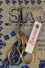 French Sajou Embroidery Scissors Cigo - Stork Small Gilded